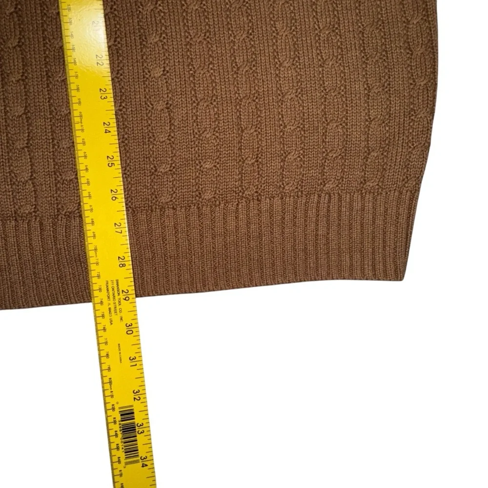 J.Crew Heritage Cotton Cable-Knit Cardigan Sweater Vest - Brown Camel Men's XL